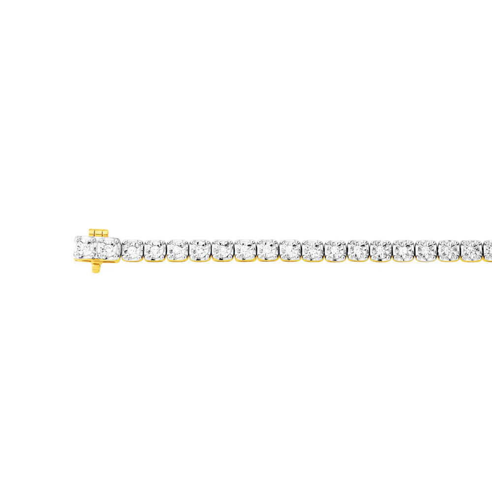 Flower Diamond Tennis Bracelet 14k Yellow White Gold 2.48ct VS